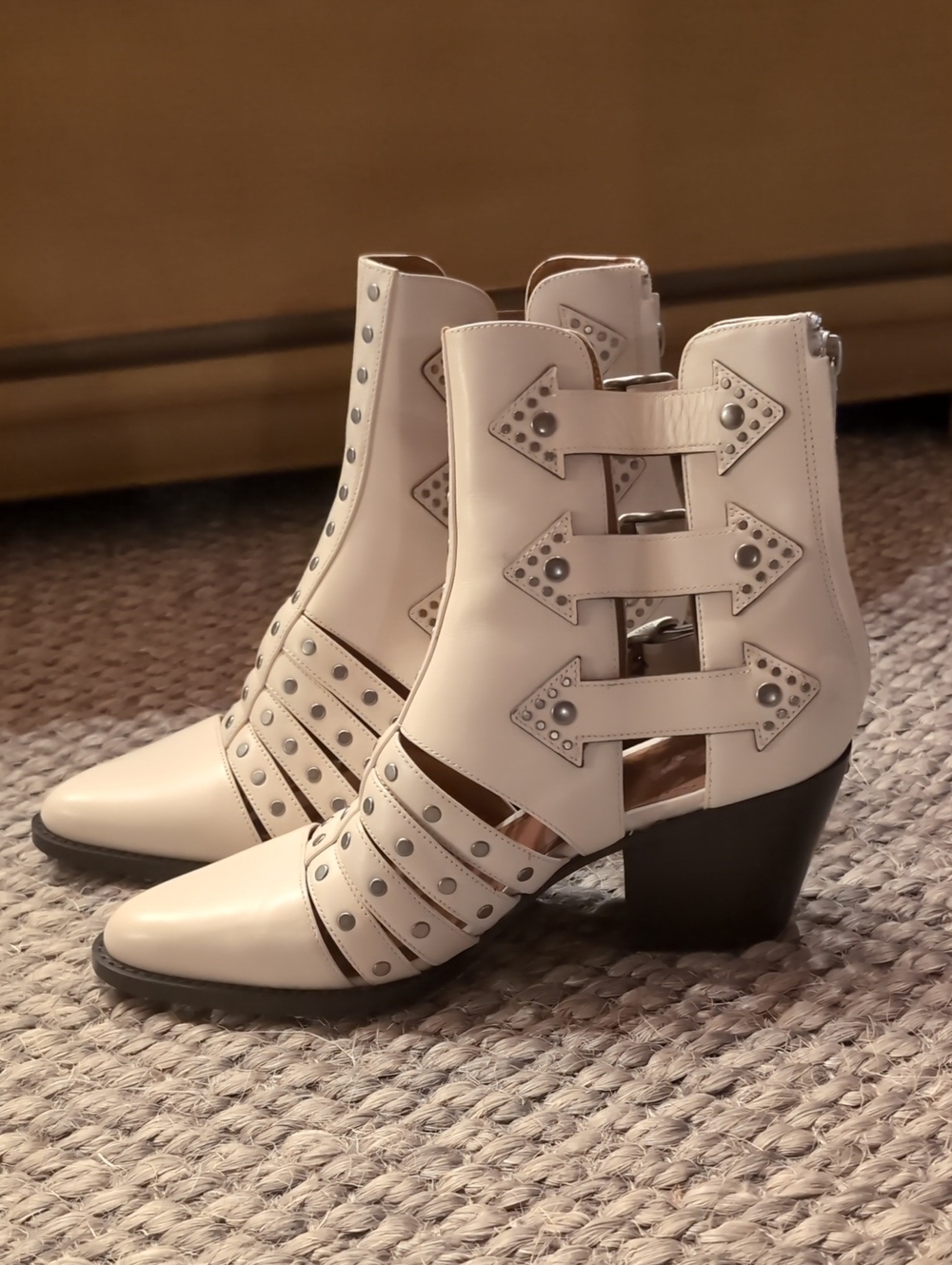 Coach Phoebe Studded Leather Caged Western Booties